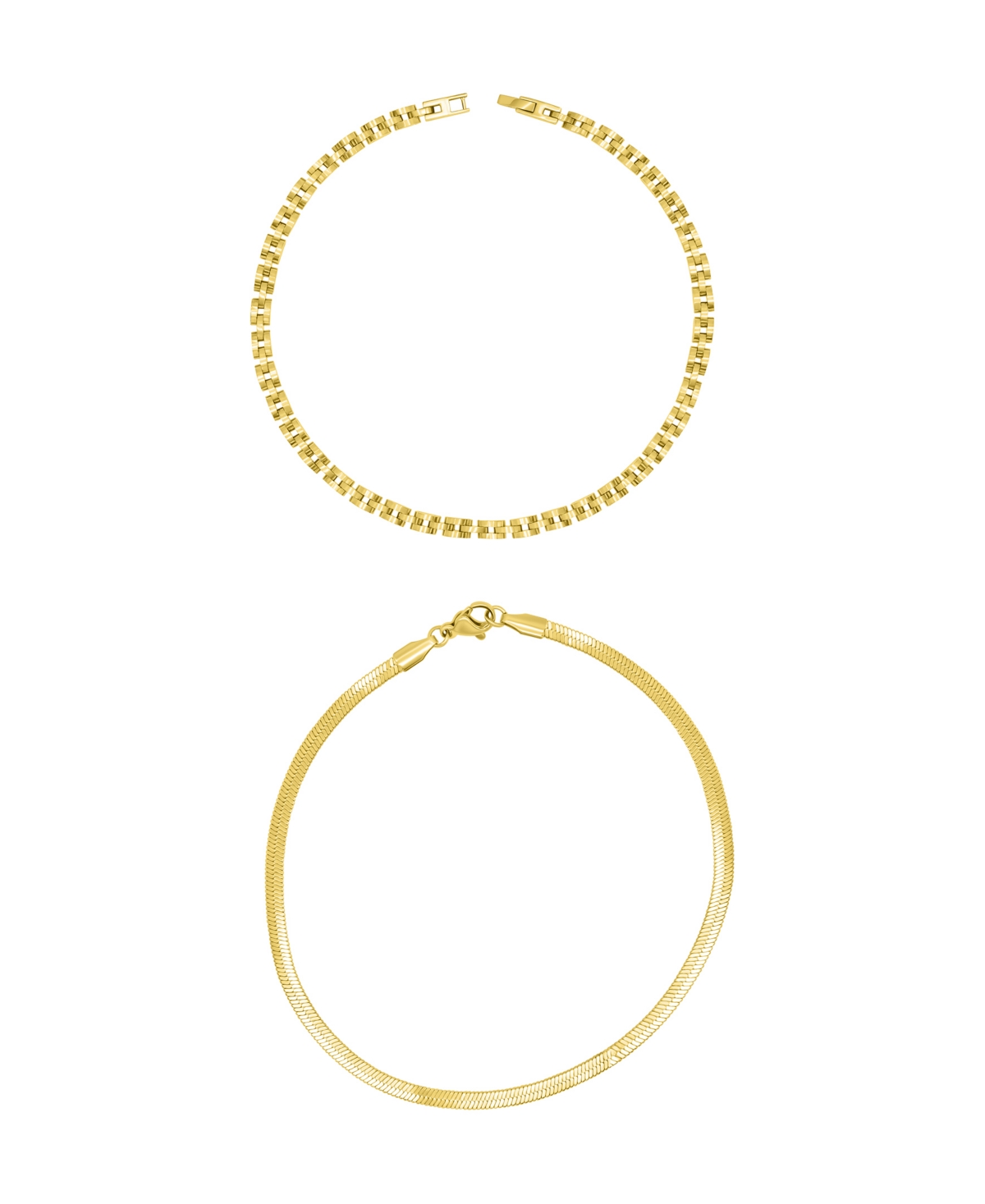 Shop Adornia Gold Watch Band And Herringbone Anklet Set