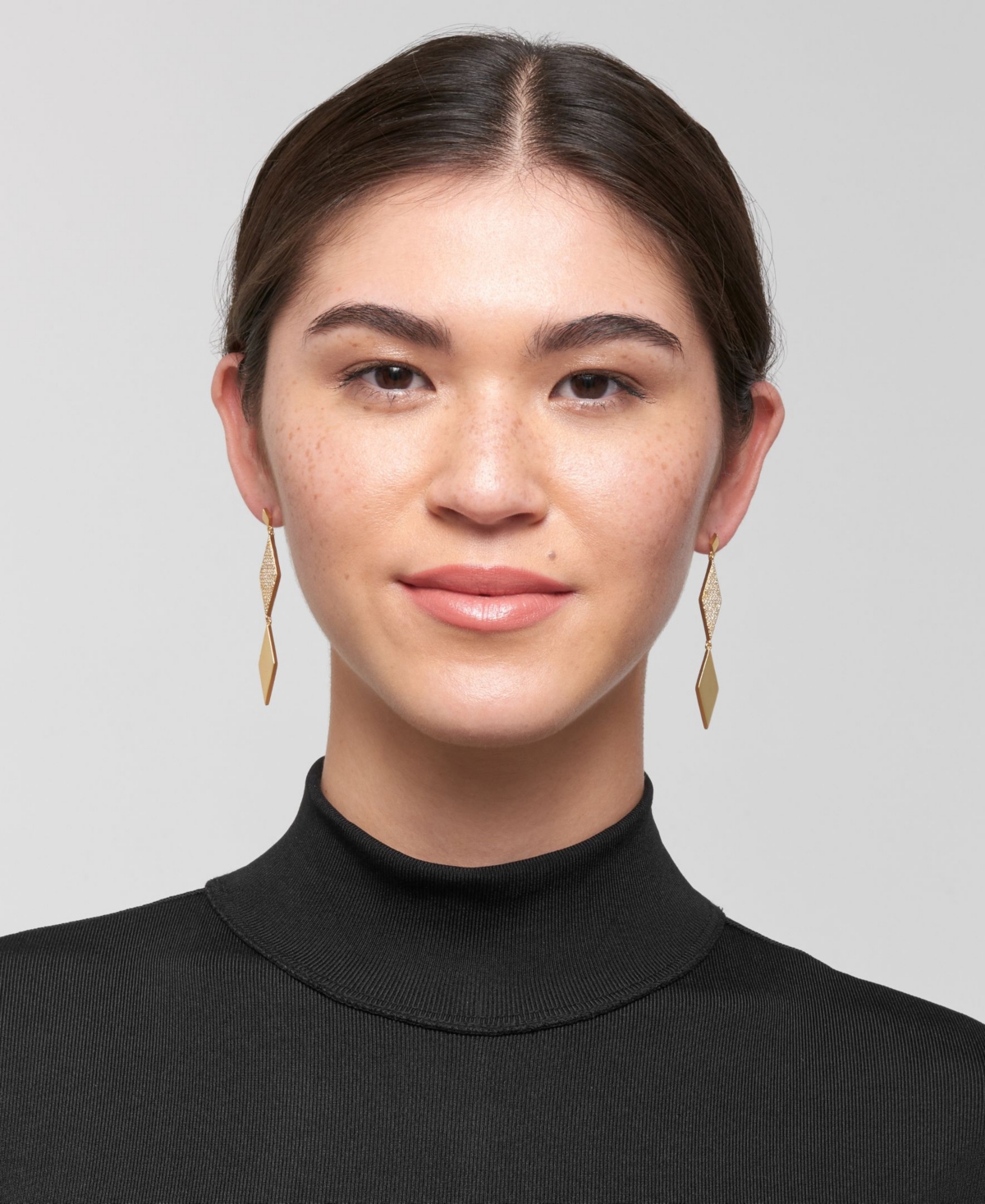 Adornia Gold Long Crystal Diamond-Shaped Drop Earrings