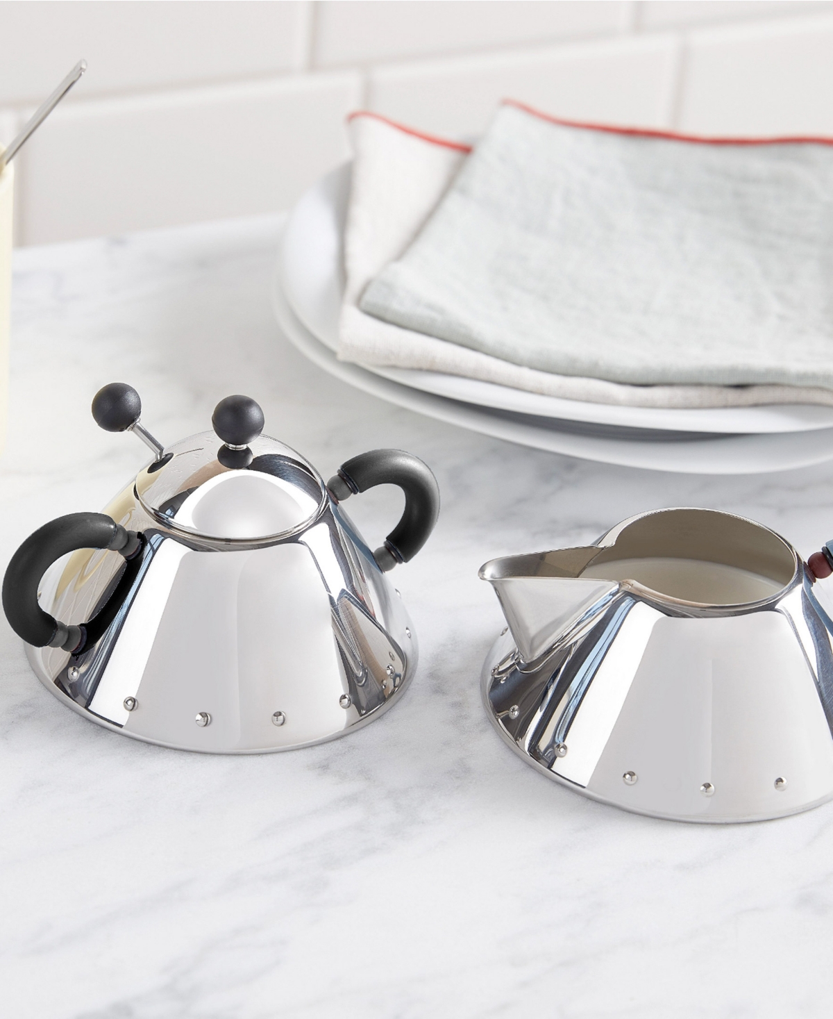 ALESSI 6.76 OZ. SUGAR BOWL WITH SPOON BY MICHAEL GRAVES 