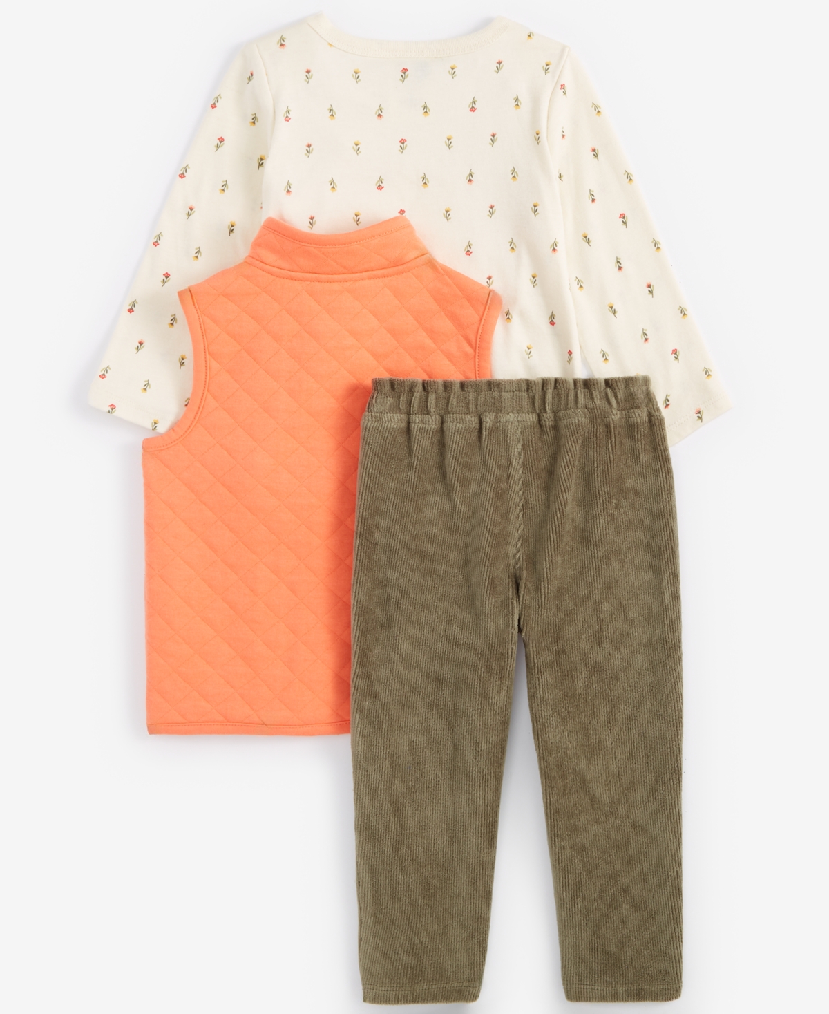 First Impressions Baby Girls Quilted Vest, Printed Bodysuit & Pants, 3 Piece Set, Created for Macy's