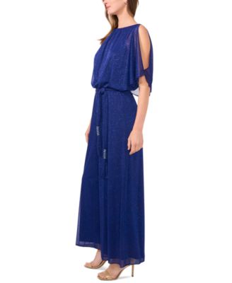 MSK Women's Glitter-Chiffon Blouson Wide-Leg Jumpsuit - Macy's