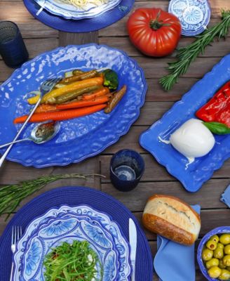 Blue Indigo Crackle 2 Pc Platter Set, Service For 2