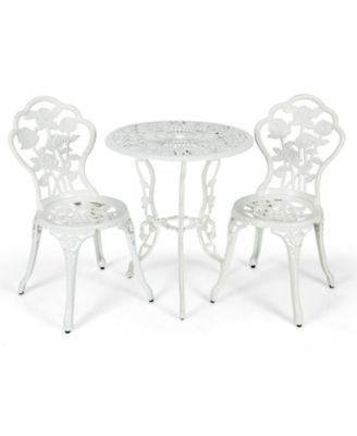 Outdoor Cast Aluminum Patio Furniture Set with Rose Design