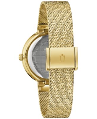 Women's Crystal Gold-Tone Stainless Steel Mesh Bracelet Watch 32mm