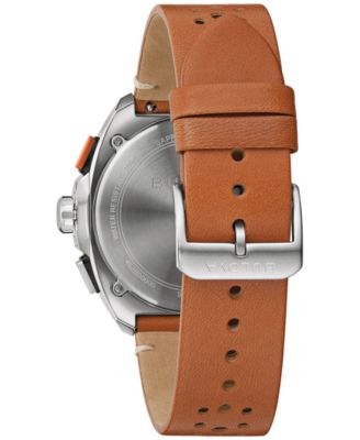 Men's Chronograph Racer Brown Leather Strap Watch 42mm
