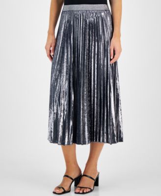 Tommy Hilfiger Women s Metallic Pleated Midi Skirt Macy s