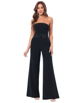 Betsy & Adam - Women's Floral-Embellished Strapless Jumpsuit