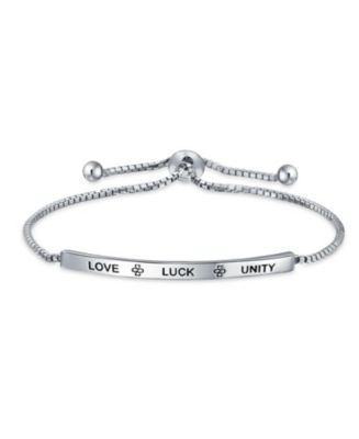 Collana Con Ciondolo Barra In Argento 925 “Amore, Fortuna, Unità” Con Cristallo Rubino – Bling Jewelry, Regalo Per Donne