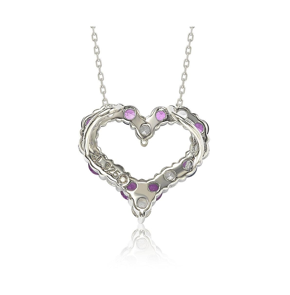 Suzy Levian New YorkSapphire & Lab-Grown White Sapphire Alternating Heart Eternity Pendant Necklace in Sterling Silver by Suzy Levian - Pink