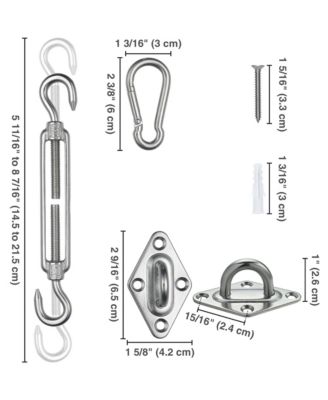 Triangle Sun Shade Sail Hardware Kit 304 Anti-Rust Stainless Steel Outdoor Yard