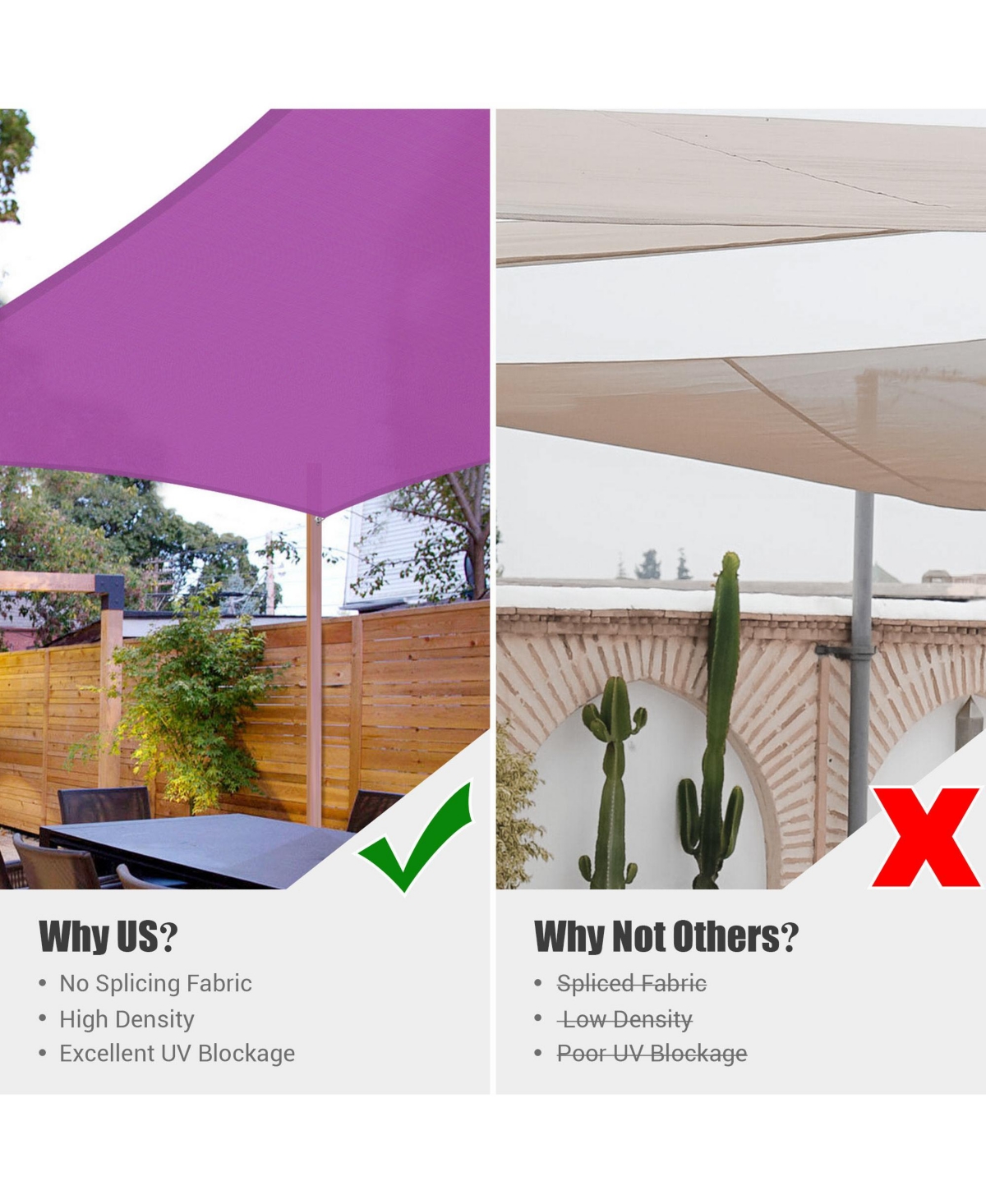 Yescom 2 Pack 10x8 Ft 97% Uv Block Rectangle Hdpe Sun Shade Sail Canopy Lawn Outdoor