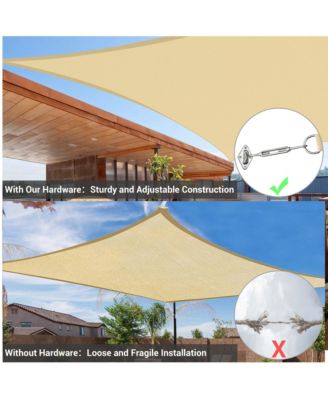 16x16 Ft Square Sun Shade Sail with Hardware Kit 97% UV Block Top Canopy Patio