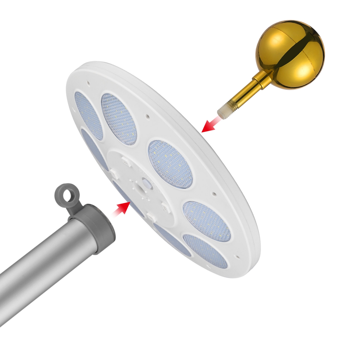 Yescom Bravery 25 Ft Sectional Aluminum Flag Pole Kit with 136 Led Solar Light Us Flag Garden