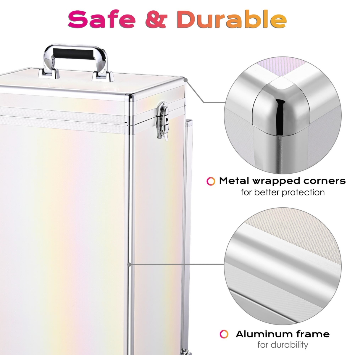 Byootique Nail Desk Mobile Station Rolling Makeup Manicure Table Unicorn White