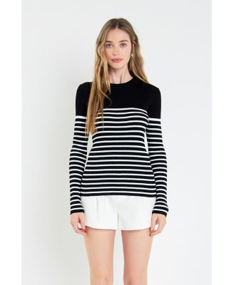 Women's Stripe Long Sleeve Knit Top