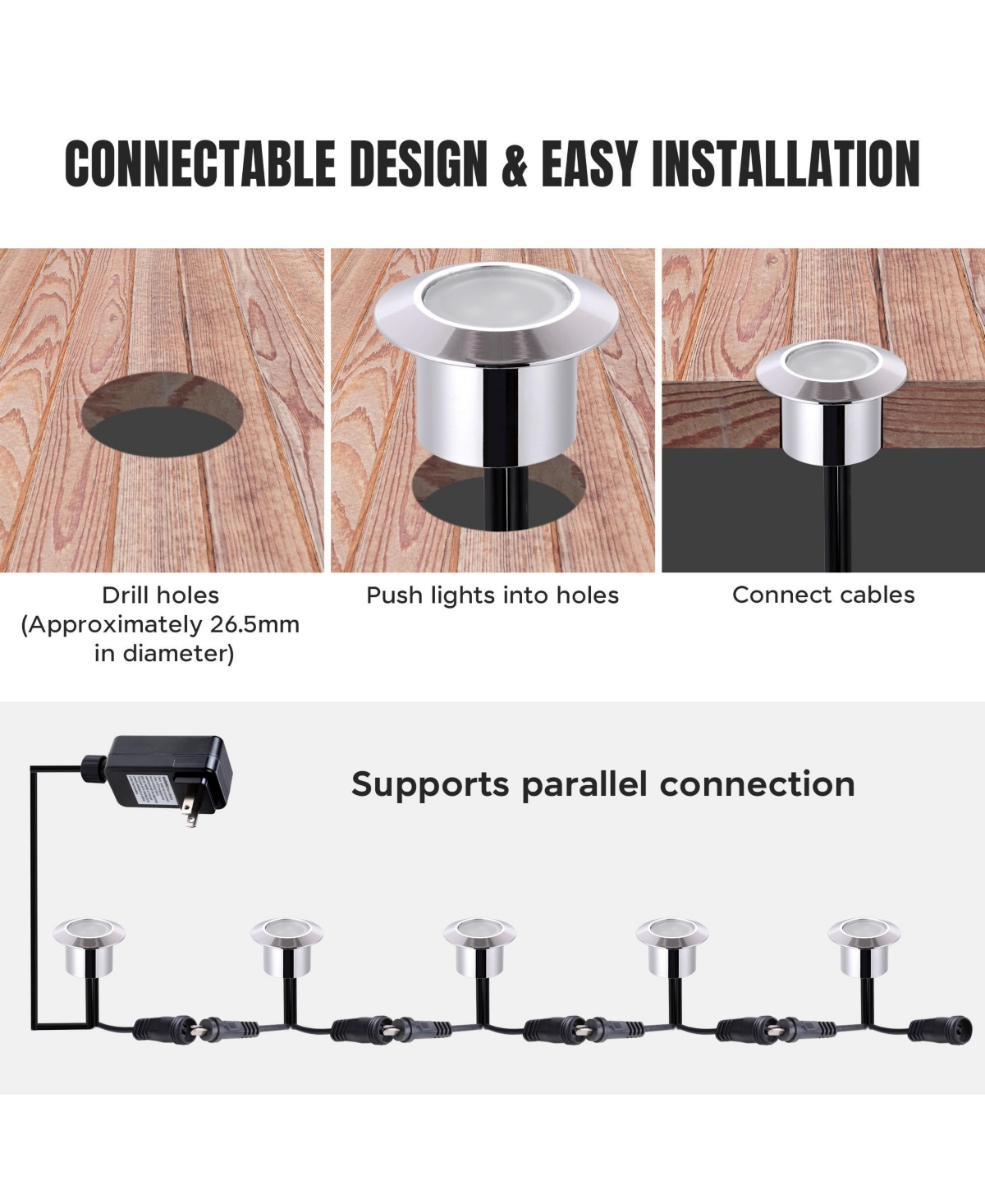 15pcs Led Deck Light Garden Mall Stair Yard Landscape Warm White Lamp Waterproof