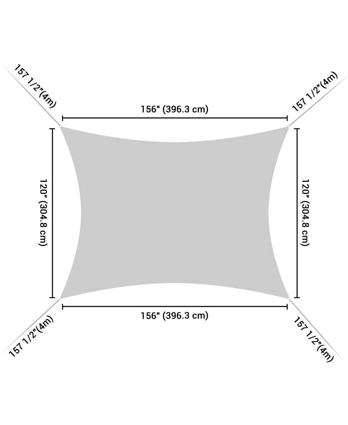 13x10 Ft 97% Uv Block Rectangle Sun Shade Sail Hdpe Canopy Cover Net Backyard