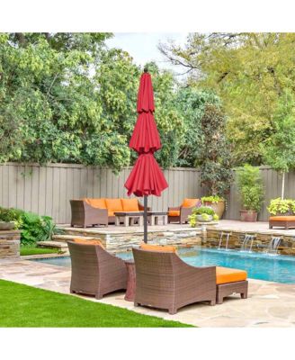 3 Tier Patio Umbrella with Crank Handle Push to Tilt Home Garden