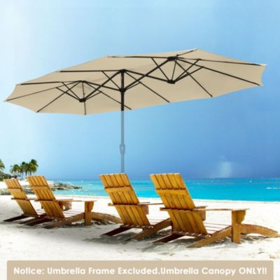 14 Ft Replacement Canopy for 12 Rib Double Sided Patio Umbrella Market Table Top Outdoor Backyard Pool Restaurant