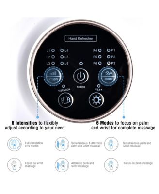 Hand Massager Air Compression Vibration Palm Wrist Heat 6 Modes & Intensities