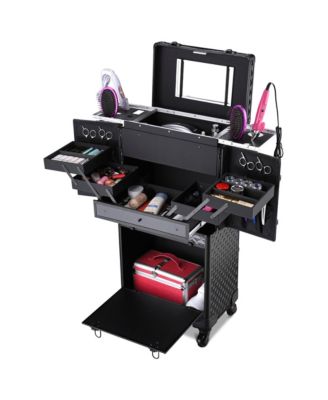 Rolling Makeup Case Trolley Cosmetic Organizer Hair Stylist Salon