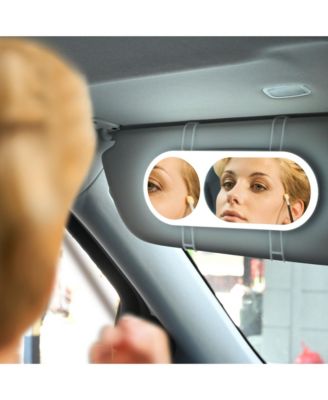 Car Visor Vanity Mirror w/ LED Light Sun Visor Cosmetic Mirror Travel
