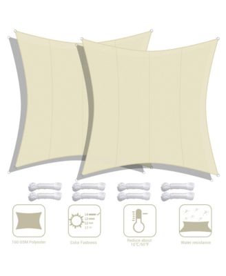 16x16 Ft 97% UV Block Square Sun Shade Sail Top Canopy Outdoor Patio Pool 2 Pack