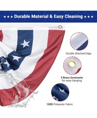 1.5x3 Ft USA Pleated Fan Flag Half Fan Banner American Bunting Decoration 2 Pack