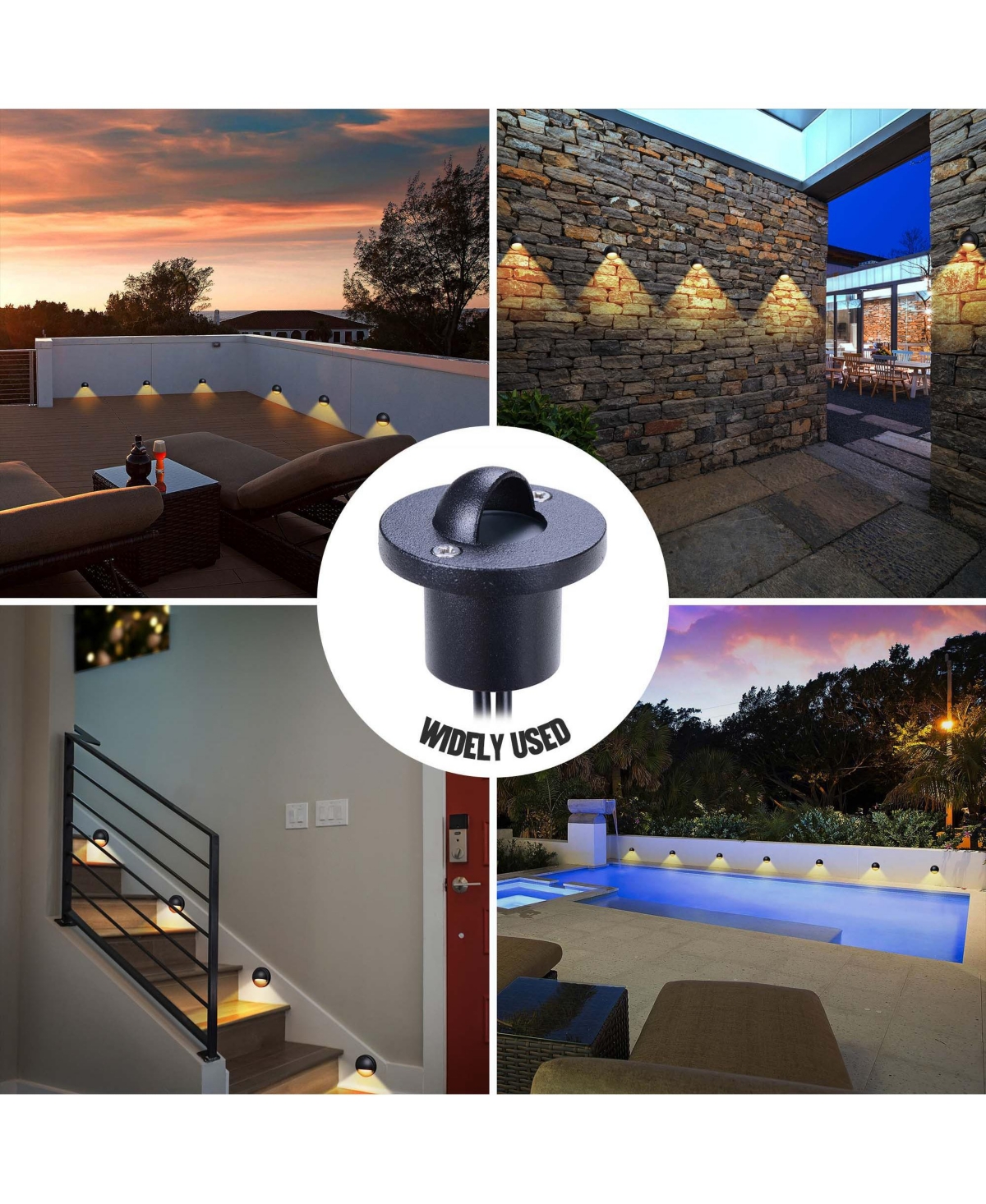 Yescom 12V Led Warm White Deck Stair Light Lamp Waterproof Yard Patio Pathway Landscape 20 Pack