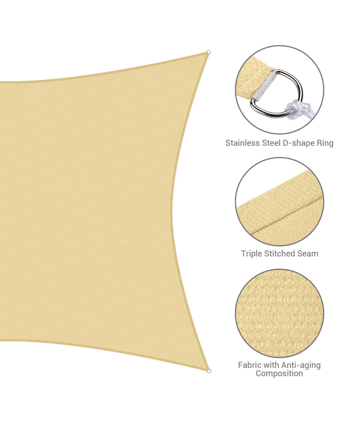 Yescom 16x20 Ft 97% Uv Block Rectangle Sun Shade Sail Hdpe Canopy Patio Garden