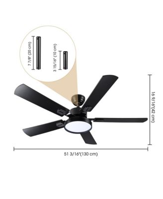 52" Ceiling Fan with Light Remote Control LED Chandelier Lamp 6 Speed Reversible