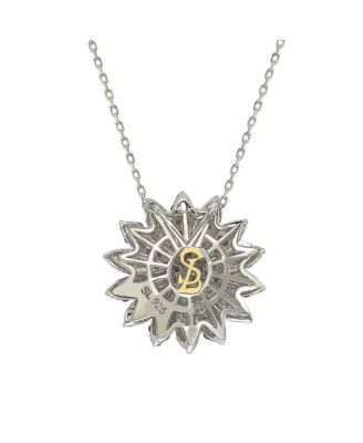 Suzy Levian Sterling Silver Sapphire & Created White Sapphire Petite Flower Pendant