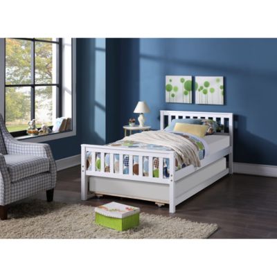 Twin Bed With Trundle, Platform Bed Frame With Headboard And Footboard, For Bedroom Small