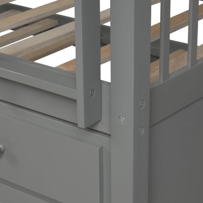 Streamdale Twin Bunk Bed with Ladder, Rail, Trundle and Drawers