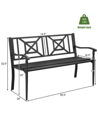 Patio Garden Bench with Powder Coated Steel Frame