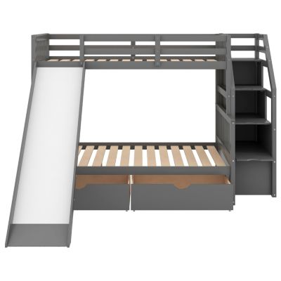 Streamdale Twin Over Full Bunk Bed With Drawers, Storage And Slide, Multifunction