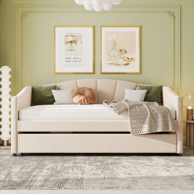 Upholstered Daybed Sofa Bed Twin Size With Trundle Bed