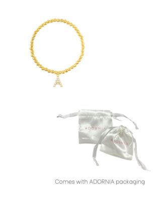 Gold Stretch Bead Imitation Pearl Letter Bracelet