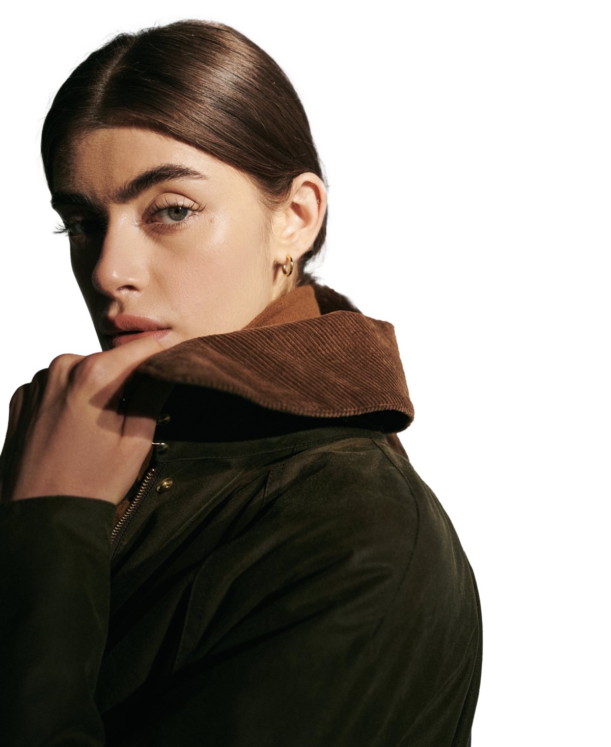 Barbour Women's Ebberston Corduroy-Collar Waxed Jacket -Classic