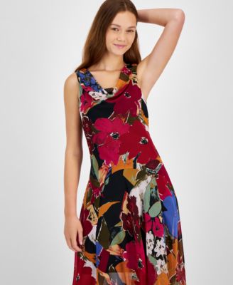 Women's Printed Chiffon Fit & Flare Dress