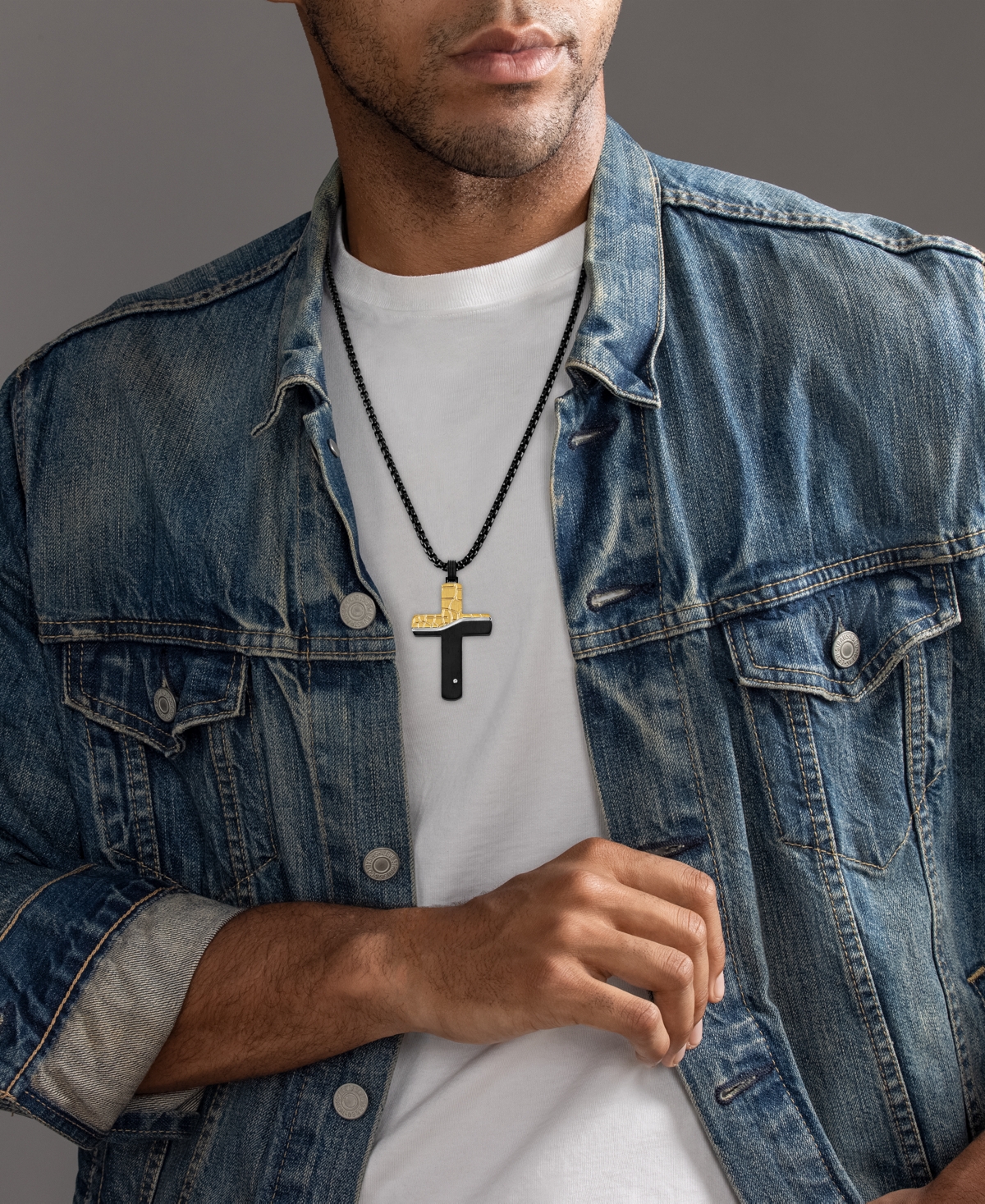 Esquire Men's Jewelry Diamond Accent Two-Tone Cross 22
