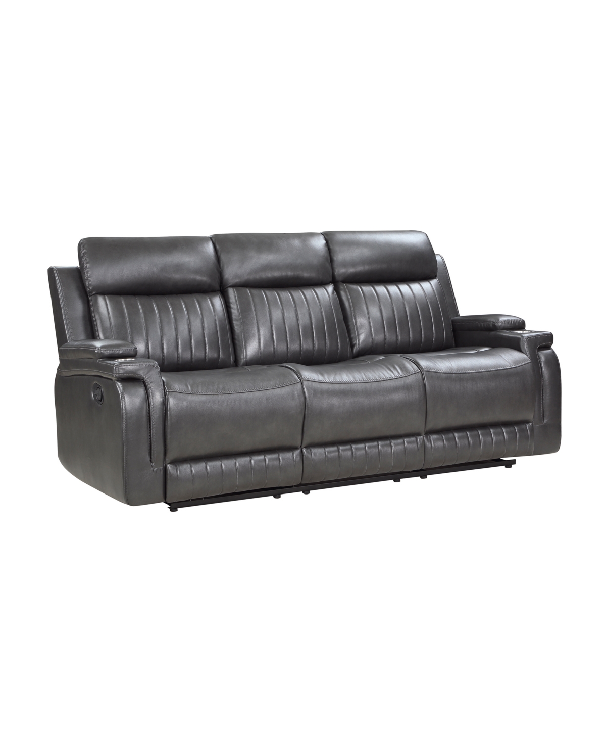 Homelegance White Label Wallstone 82" Double Reclining Sofa With Drop-down Cup Holder In Gray