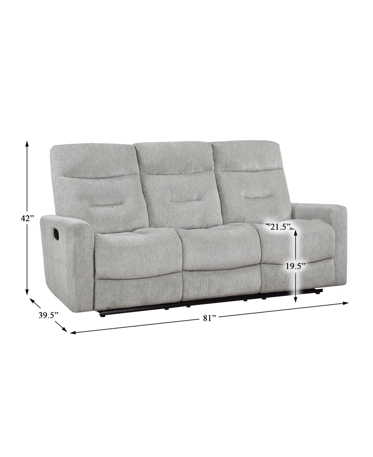 HOMELEGANCE WHITE LABEL BORNEO 81" DOUBLE RECLINING SOFA 