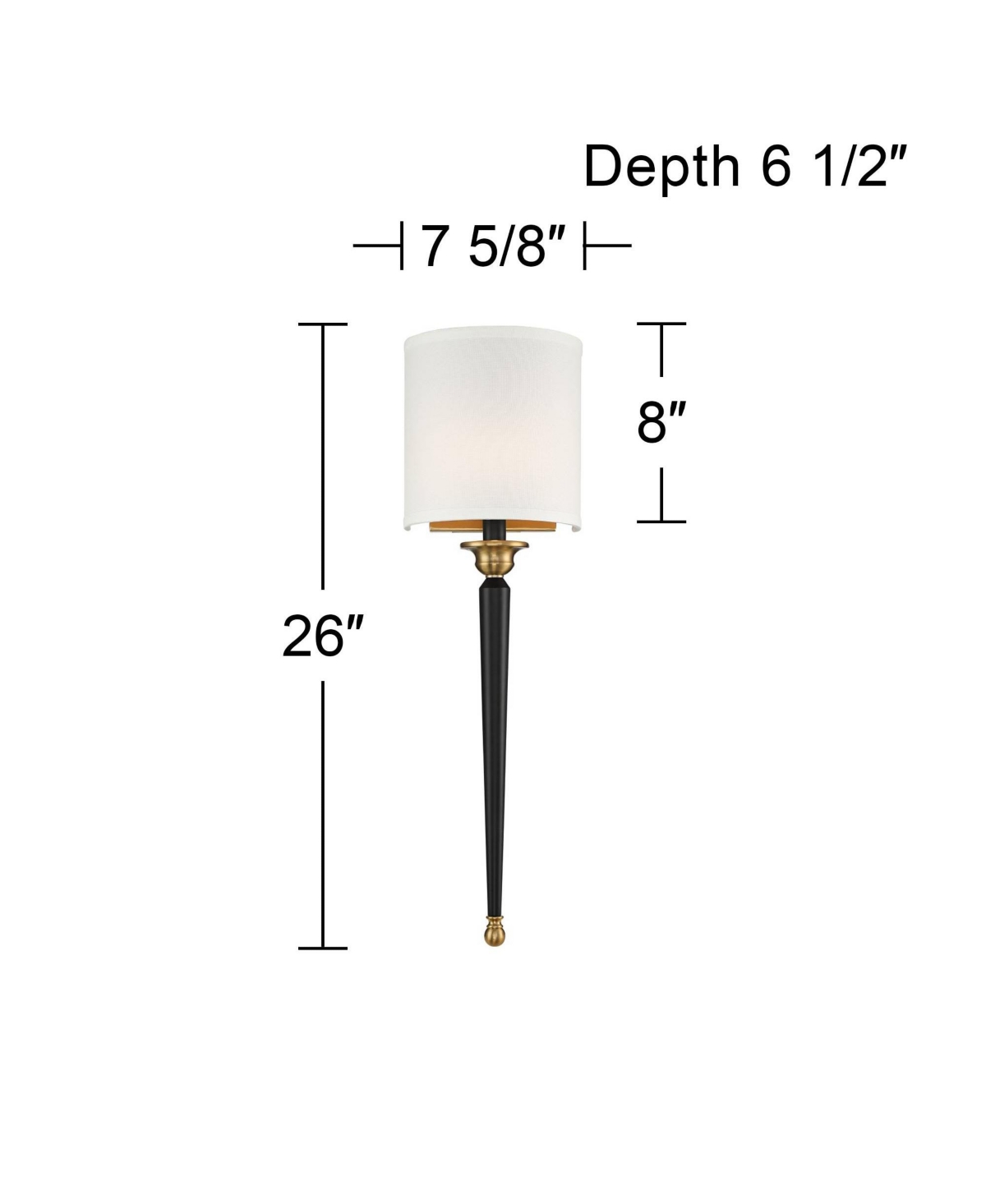 Arletta Modern Wall Sconce Lighting Black Brass Metal Hardwired 7 1/2" Wide Fixture Off-White Linen Shade for Bedroom Bedside Living Room Home Ha