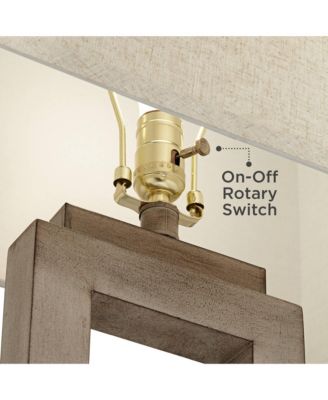 Rustic Farmhouse Table Lamp 30" Tall Sand Metal Open Window Oatmeal Fabric Rectangular Shade for Bedroom Living Room Bedside House Home