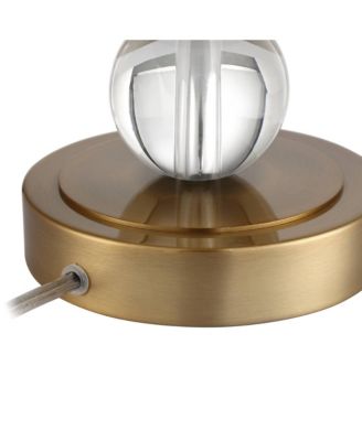 Halston Art Deco Buffet Table Lamp 32 1/2" Tall Crystal Ball Brass Metal Off White Fabric Drum Shade for Bedroom Living Room Kids