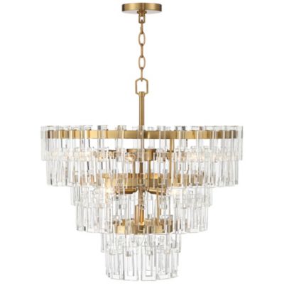 Luxum Burnished Brass Chandelier 23 1/2" Wide Modern Tiered Crystal 8-Light Fixture for Dining Room House Foyer Kitchen Island