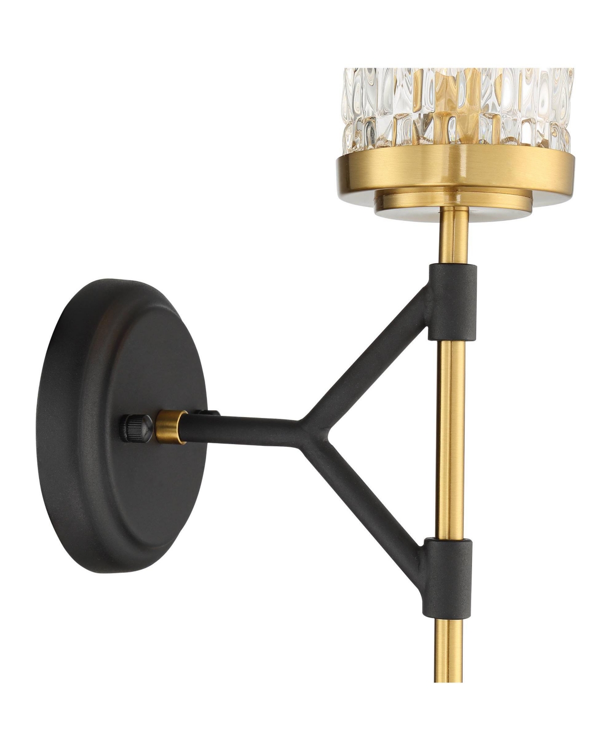 Darin Mid Century Modern Wall Light Sconce Black Brass Hardwired 4 1/2