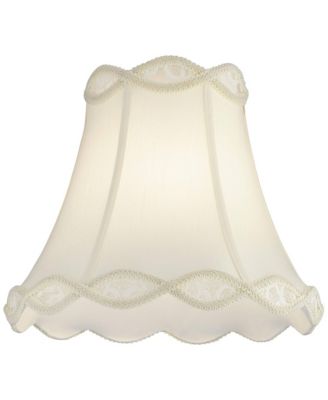 Cream Scalloped Gallery Medium Bell Lamp Shade 7" Top x 14" Bottom x 12.5" High (Spider) Replacement with Harp and Finial