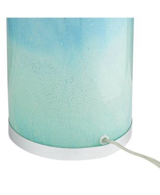 Nimbus Modern Accent Table Lamp 22" High Blue Art Glass with LED Nightlight White Drum Shade for Bedroom Living Room Bedside Office Kids